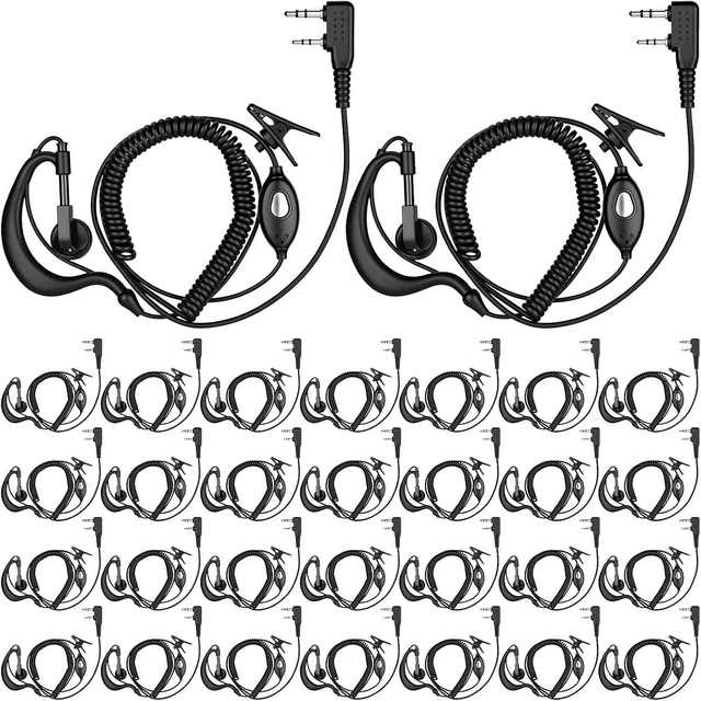 Main image of 30 Pack Walkie Talkie Earpiece with Mic 2 Pin Extendable Wire Two Way Radio Headset Microphone Earbud Bulk Earhook Compatible with Baofeng UV-5R BF-888S Arcshell Retevis H-777 RT21 RT22