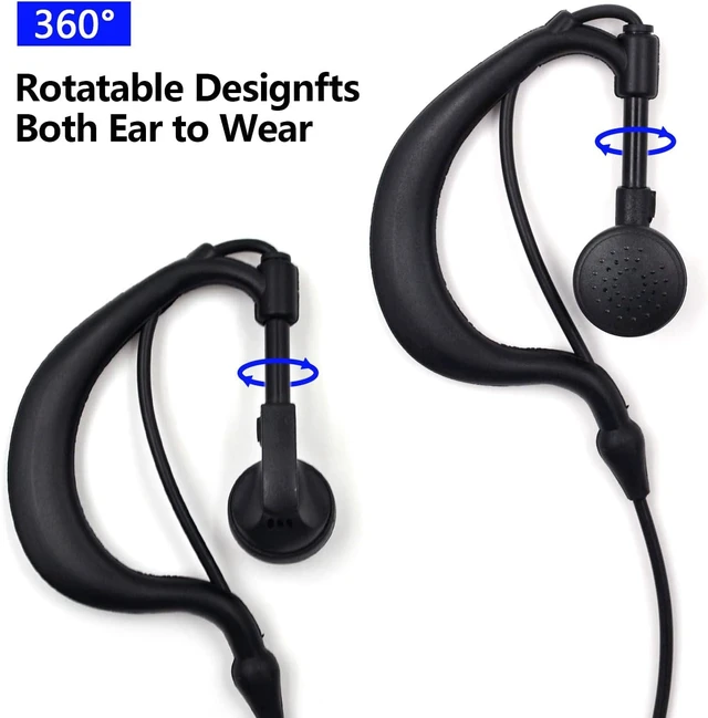 Alt view image 5 of 6 - 10-Pack G-Shape 2-Pin PTT Earpiece for Baofeng UV-5R Kenwood Retevis Radio, Compatible with Baofeng Kenwood Retevis UV-5R BF-888S TK-3107, 2-Pin G-shape adjustable earhook PTT mic, flexible earpiece