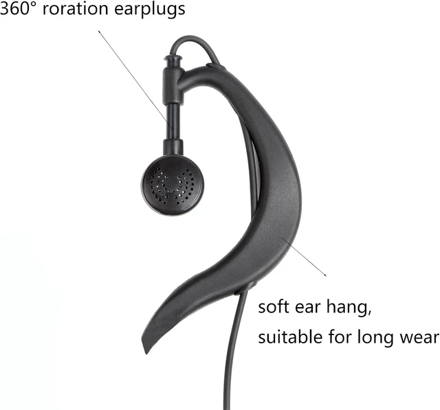 Alt view image 3 of 6 - Walkie Talkie Earpiece with Mic for BaoFeng Radio Retevis G Shape Headset for Baofeng UV-5R BF-888S Arcshell Retevis H-777 RT21 RT22 Kenwood 2 Way Radio (10 Pack)
