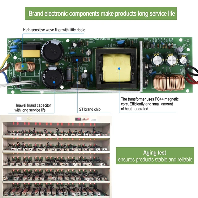 Alt view image 6 of 6 - LED Driver 200 Watts 24V DC Low Voltage Transformer, Waterproof IP67 LED Power Supply, Adapter with 3-Prong Plug 3.3 Feet Cable for Any 24V DC led Lights, Computer Project, Outdoor Light