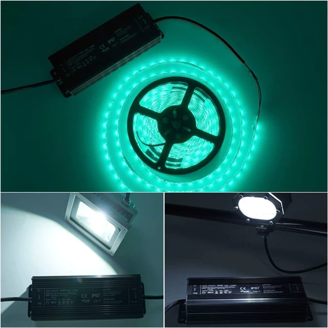 Alt view image 6 of 7 - LED Driver 120W 12V DC Low Voltage Output, Waterproof IP67 LED Power Supply,LED Transformer with 3-Prong Plug 3.3 Feet Cable for LED Light, Computer Project, Outdoor Light