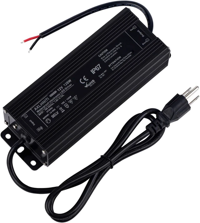 Main image of LED Driver 120W 12V DC Low Voltage Output, Waterproof IP67 LED Power Supply,LED Transformer with 3-Prong Plug 3.3 Feet Cable for LED Light, Computer Project, Outdoor Light
