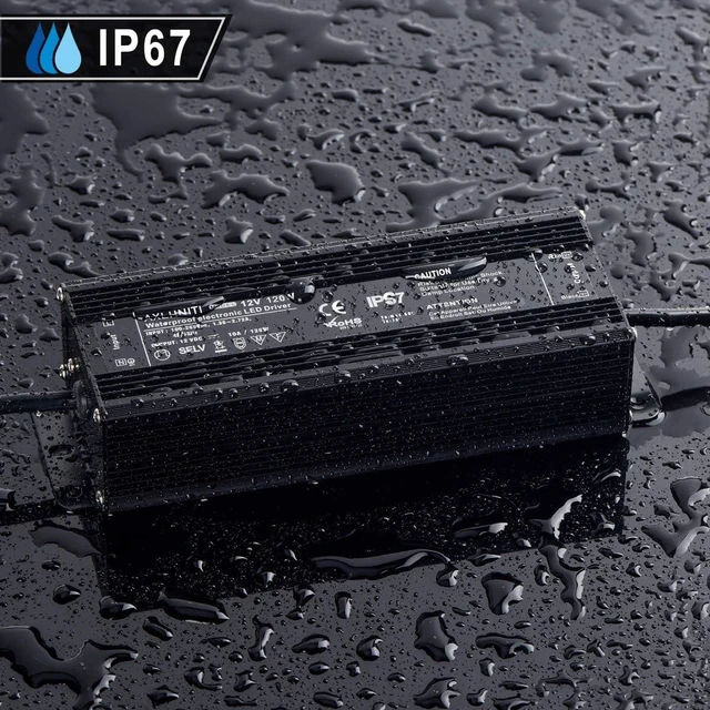 Alt view image 7 of 7 - LED Driver 120W 12V DC Low Voltage Output, Waterproof IP67 LED Power Supply,LED Transformer with 3-Prong Plug 3.3 Feet Cable for LED Light, Computer Project, Outdoor Light