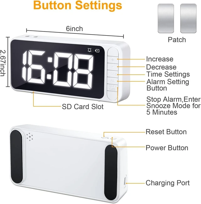 Alt view image 7 of 7 - Hidden Camera Clock 4K WiFi Spy Camera Indoor Security Cam, Remote Viewing,Mini Nanny Cam, Built-in 5000mAh Battery, Magnetic Mount, Dual Alarms, Night Vision & AI Motion Detection for Home,Office,Pet