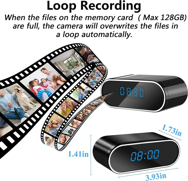 Alt view image 3 of 7 - 4K WiFi Hidden Camera Clock, Wireless Indoor Security Spy Cameras for Home and Office, Mini Video Indoor Camera with Motion Detection, Night Vision and Remote Viewing Nanny Cam