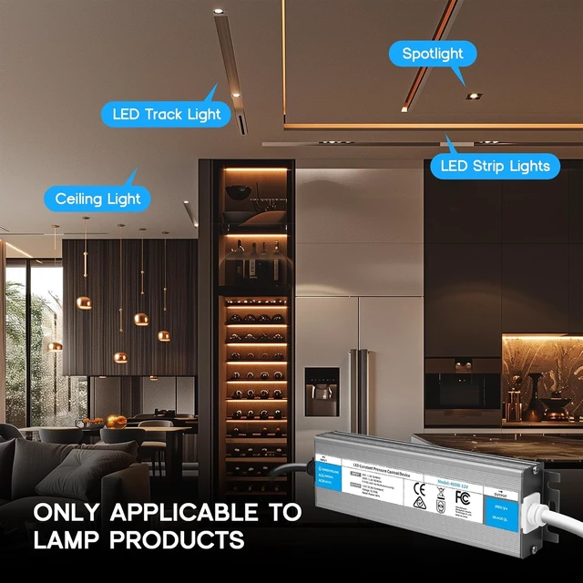 Alt view image 6 of 7 - LED Driver 400 Watts Waterproof IP67 Power Supply 85V-265V AC to 12V DC Converter,Quiet and Small LED Transformer Low Voltage Output with 3-Prong Plug 3 Feet Cable for LED Light Strip, Outdoor