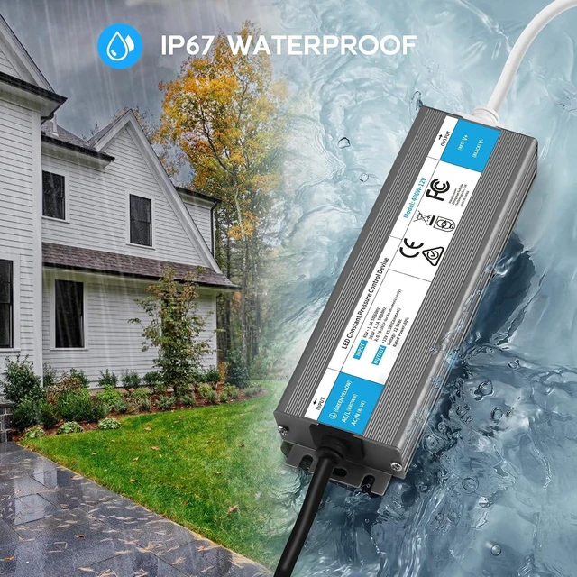 Alt view image 4 of 7 - LED Driver 24 Watts Waterproof IP67 Power Supply 85V-265V AC to 12V DC Converter,Quiet and Small LED Transformer Low Voltage Output with 3-Prong Plug 3 Feet Cable for LED Light Strip, Outdoor
