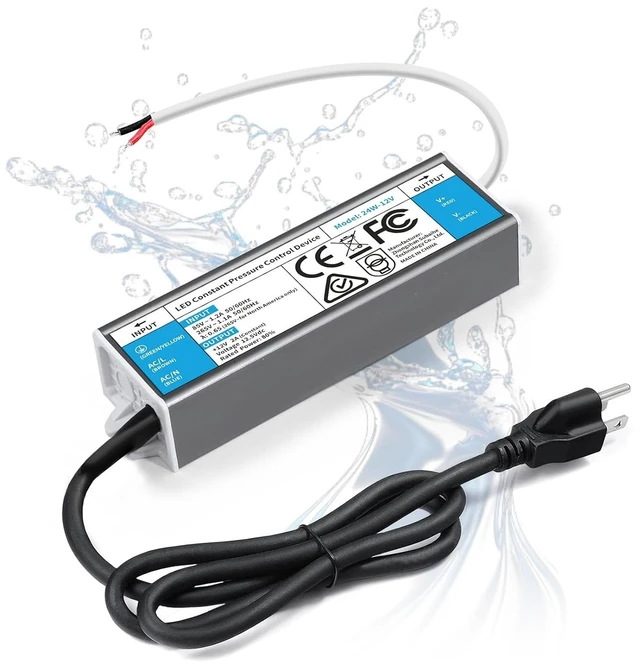 Main image of LED Driver 24 Watts Waterproof IP67 Power Supply 85V-265V AC to 12V DC Converter,Quiet and Small LED Transformer Low Voltage Output with 3-Prong Plug 3 Feet Cable for LED Light Strip, Outdoor