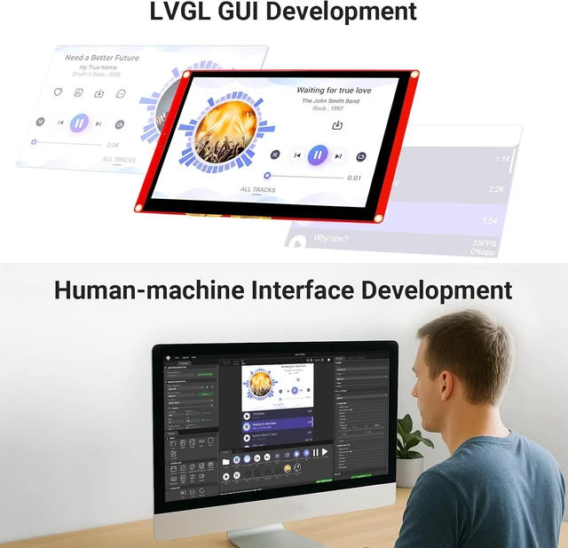 Alt view image 2 of 7 - 7 Inch ESP32 Display 800×480 HMI SPI TFT LCD ESP32 Touch Screen, 32-Bit LX7 Dual-Core Processor, Up to 240MHz, Compatible with Arduino, LVGL, PlatformIO, MicroPython (Basic Version)