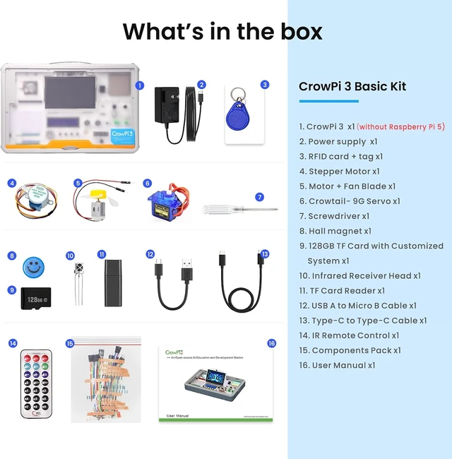 Alt view image 6 of 7 - CrowPi 3 AI Learning and Development Station for Raspberry Pi 5, Learning Programming Sensor Kit for Educator, Creators, Professional Developer with 4.3 Inch Touch Screen (Basic Kit)