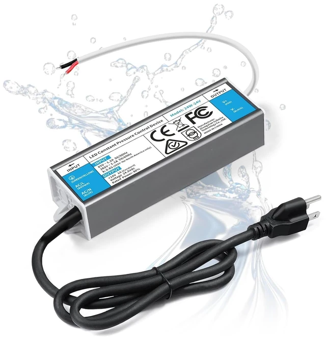 Main image of LED Driver 24 Watts Waterproof IP67 Power Supply 85V-265V AC to 24V DC Converter,Quiet and Small LED Transformer Low Voltage Output with 3-Prong Plug 3 Feet Cable for LED Light Strip, Outdoor