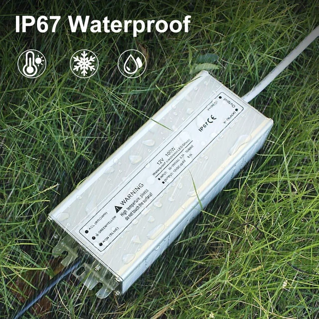 Alt view image 7 of 7 - 12V 100W LED Power Supply, Waterproof IP67 LED Driver, 90-265V AC to 12V DC Low Voltage Transformer with 3-Prong Plug 3.3FT Cable for LED Strip Lights and Outdoor Lighting