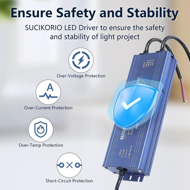 Alt view image 6 of 7 - Waterproof IP67 LED Driver 12V 300W Ultra Slim LED Power Supply 110V AC to 12V DC 25A 300 Watt Quiet Low Volt Converter LEDs Transformer Constant Voltage for LEDs Strip, Indoor & Outdoor
