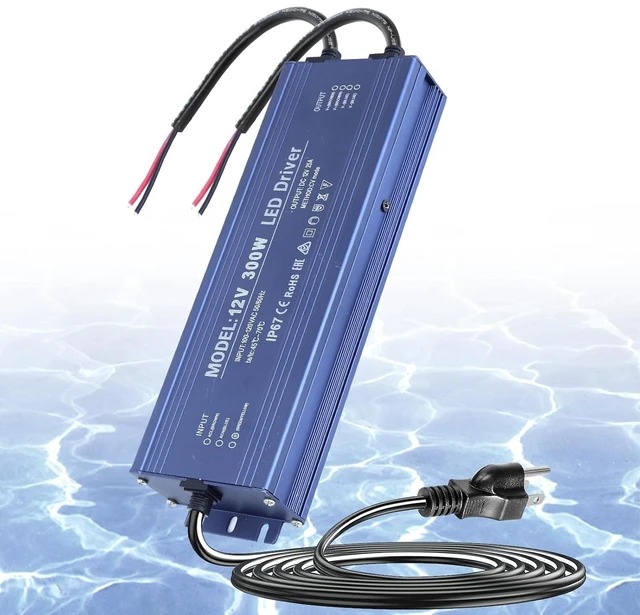 Main image of Waterproof IP67 LED Driver 12V 300W Ultra Slim LED Power Supply 110V AC to 12V DC 25A 300 Watt Quiet Low Volt Converter LEDs Transformer Constant Voltage for LEDs Strip, Indoor & Outdoor