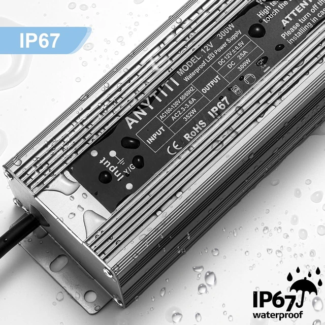 Alt view image 4 of 7 - 300W IP67 Waterproof 12V LED Power Supply for Outdoor LED Lights For LED Strips, Landscape Lights, Garden Lights & Patio Lighting