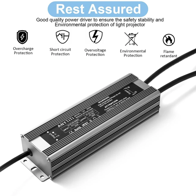 Alt view image 3 of 7 - 300W IP67 Waterproof 12V LED Power Supply for Outdoor LED Lights For LED Strips, Landscape Lights, Garden Lights & Patio Lighting