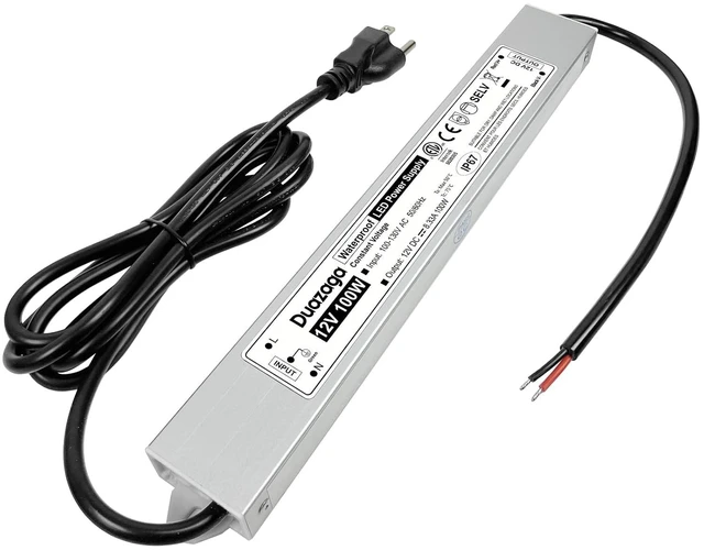 Main image of 100 Watts LED Driver 12 Volt Power Supply 110 120V to 12V Converter IP67 Waterproof, AC to DC, Low Voltage Landscape Lighting Transformer,ETL Listed, Plug with 4.4Ft Cord for Outdoor LED Lights