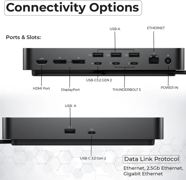Alt view image 3 of 7 - SD25TB5 Pro Thunderbolt 5 Smart Dock with USB-C, HDMI & DisplayPort, Includes DisplayPort, HDMI and USB-C to USB-C cables plus a cleaning cloth; supports up to four 4K 60Hz displays