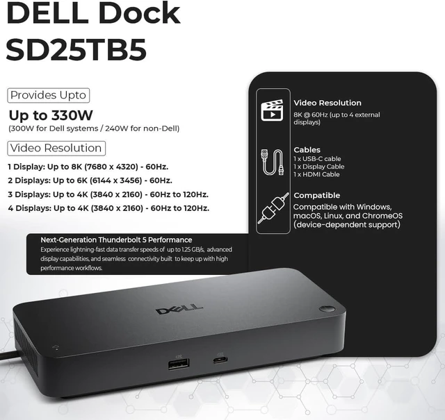 Alt view image 4 of 7 - SD25TB5 Pro Thunderbolt 5 Smart Dock with USB-C, HDMI & DisplayPort, Includes DisplayPort, HDMI and USB-C to USB-C cables plus a cleaning cloth; supports up to four 4K 60Hz displays
