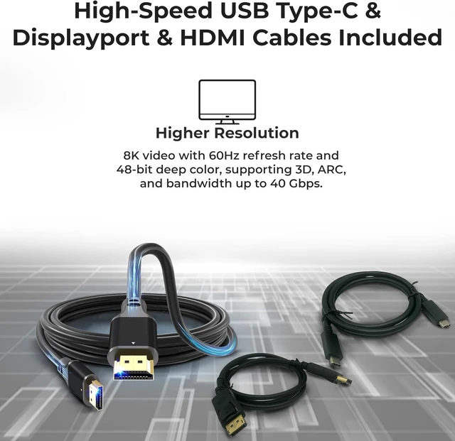 Alt view image 6 of 7 - SD25TB5 Pro Thunderbolt 5 Smart Dock with USB-C, HDMI & DisplayPort, Includes DisplayPort, HDMI and USB-C to USB-C cables plus a cleaning cloth; supports up to four 4K 60Hz displays
