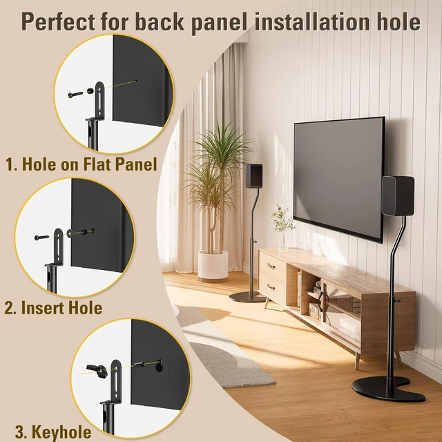 Alt view image 7 of 7 - Height Adjustable Speaker Stands, One Pair Floor Stands Heavy Duty Base Extendable Tube, 11 LBS Capacity Per Stand, MAX 39" Height Adjustment MD5401 (Speakers Not Included)
