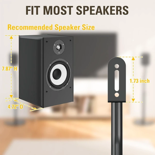 Alt view image 5 of 7 - Height Adjustable Speaker Stands, One Pair Floor Stands Heavy Duty Base Extendable Tube, 11 LBS Capacity Per Stand, MAX 39" Height Adjustment MD5401 (Speakers Not Included)
