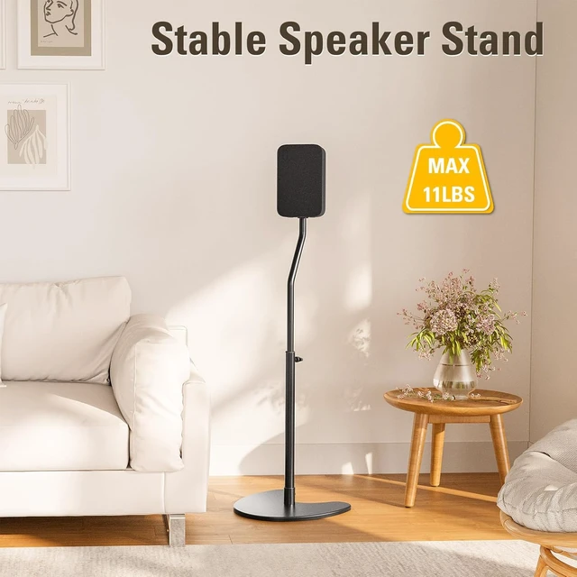 Alt view image 6 of 7 - Height Adjustable Speaker Stands, One Pair Floor Stands Heavy Duty Base Extendable Tube, 11 LBS Capacity Per Stand, MAX 39" Height Adjustment MD5401 (Speakers Not Included)