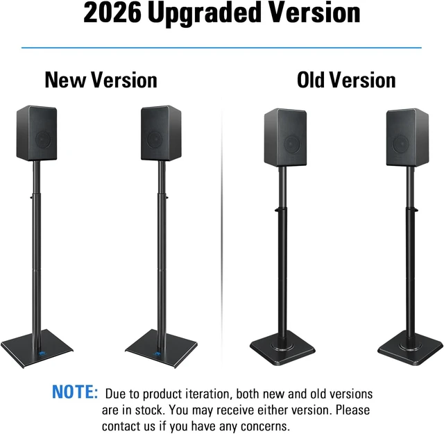 Alt view image 3 of 7 - Height Adjustable Speaker Stands Extend 33to 43,22LBS Universal Pair Floor Stand for Satellite,Studio,Bookshelf Speakers,Surround Sound stand for Edifier Polk Sony JBL - MD5402