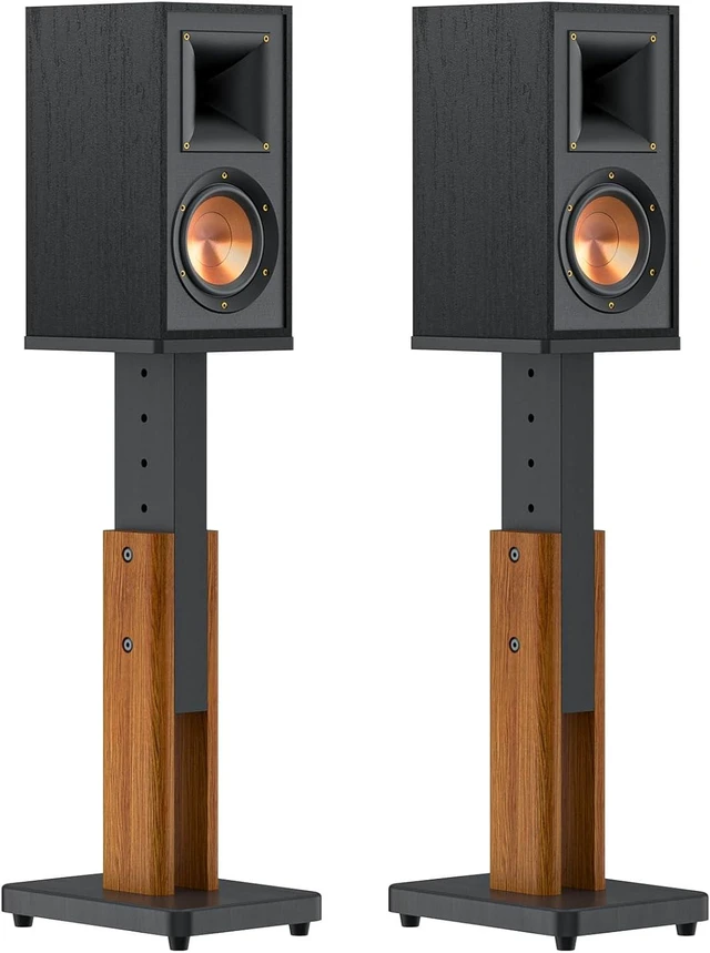 Main image of Height Adjustable Speaker Stands Pair for Studio Monitor & Bookshelf Speaker Stands-Wood Grain Floor Speaker Stands for Klipsch, Edifier, Polk Audio, ELAC, JBL Surround Sound Speaker Stand Up to 50 Lb