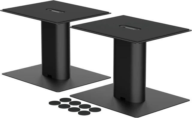 Main image of 7.9 x 6.5 Universal Desktop Speaker Stands Pair for Bookshelf & Desktop Speakers 6.1" Tall Sturdy Base for Studio Monitors, PC, Gaming & Home Audio, Black, SDM003MB