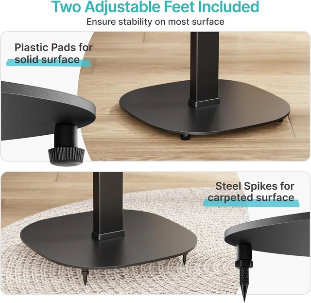 Alt view image 5 of 7 - Height-Adjustable Speaker Stand Pair from 28.6" to 46.1",22lbs Capacity
Bookshelf Speaker Stands for Surround Sound, Two Feet Avaliable, Easy Installation, Black