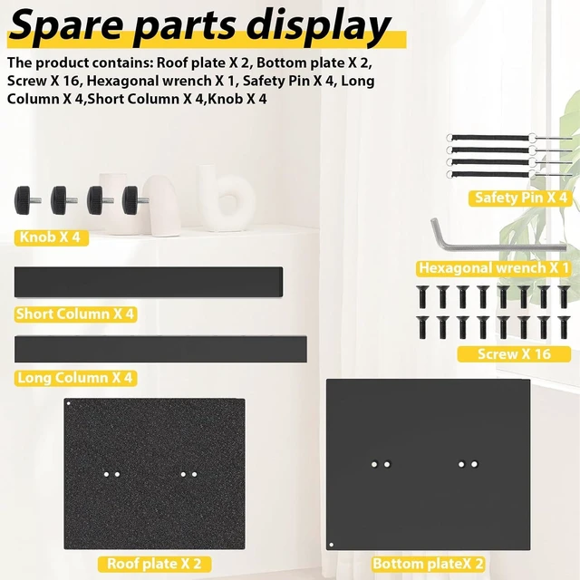 Alt view image 3 of 7 - Universal Speaker Stand Pair, Height Adjustable Speaker Stand 16.7"-29.3" Floor Speaker Stands Support 110lbs Double Tubes Heavy Duty Bookshelf Speaker Stands with Non-Slip Pad for Home Theater