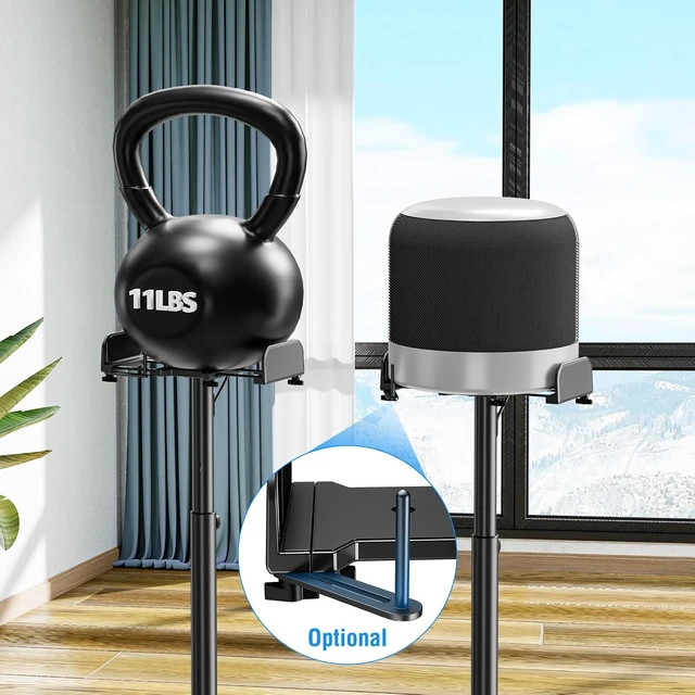 Alt view image 2 of 7 - Universal Speakers Stands Pair 34" to 43.3" Height Adjustable Holds Bookshelf Speakers Satellite Speakers Up to 11LBS Cable Concealing 1 Pair Spring-Loaded Plate Extends to 10" MU9138 Black