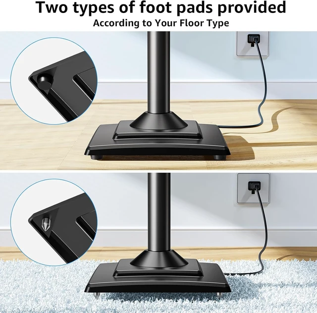 Alt view image 6 of 7 - Universal Speakers Stands Pair 34" to 43.3" Height Adjustable Holds Bookshelf Speakers Satellite Speakers Up to 11LBS Cable Concealing 1 Pair Spring-Loaded Plate Extends to 10" MU9138 Black