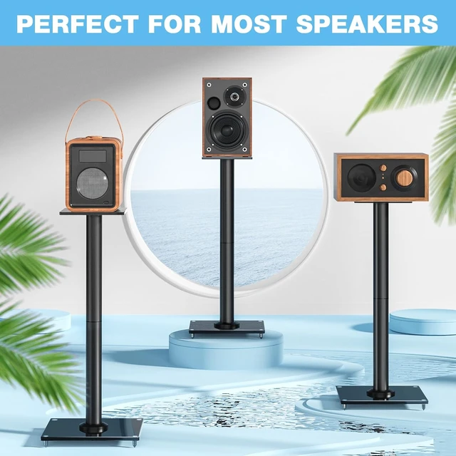 Alt view image 6 of 7 - Upgraded 45° Swivel Speaker Stands Pair for Surround Sound, Heavy Duty 28 Inch Bookshelf Speaker Stand Each Holds 22lbs Large Speaker, Floor Speaker Stand Built-in Cable Management, 1 Pair
