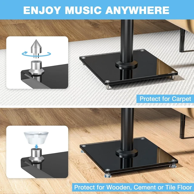 Alt view image 4 of 7 - Upgraded 45° Swivel Speaker Stands Pair for Surround Sound, Heavy Duty 28 Inch Bookshelf Speaker Stand Each Holds 22lbs Large Speaker, Floor Speaker Stand Built-in Cable Management, 1 Pair