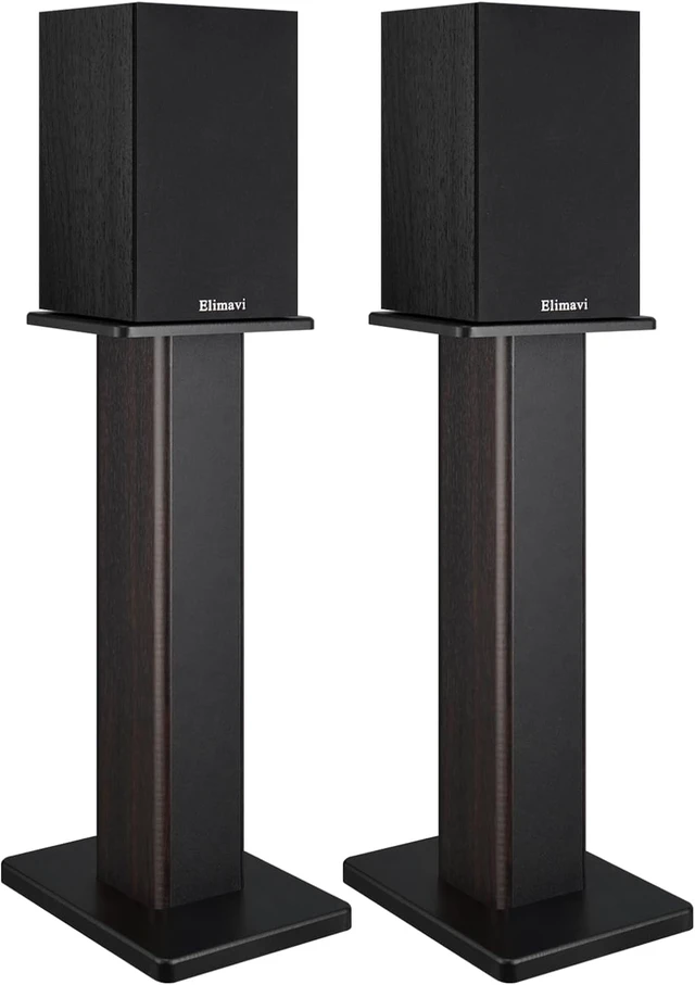 Main image of 22.64" Universal Floor Speaker Stands, 150 lb Capacity, Black Non-Slip Pads and Cable Ties, Easy Assembly for Bookshelf, Satellite and Studio Monitor Speakers