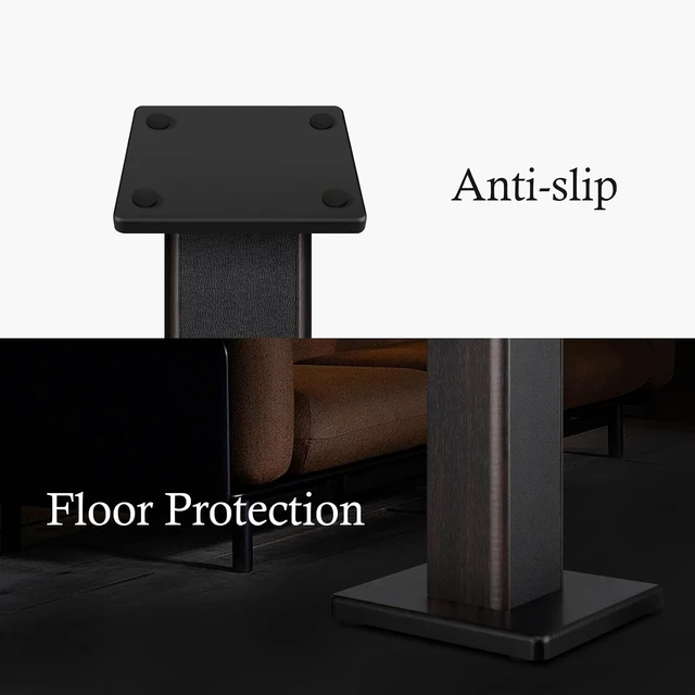 Alt view image 7 of 7 - 22.64" Universal Floor Speaker Stands, 150 lb Capacity, Black Non-Slip Pads and Cable Ties, Easy Assembly for Bookshelf, Satellite and Studio Monitor Speakers