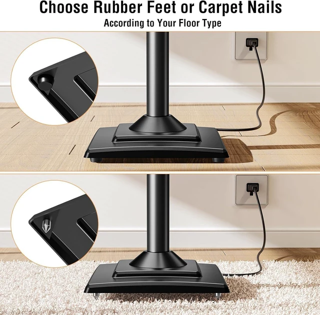 Alt view image 4 of 7 - Speaker Stands Pair, 34"-43.3" Height Adjustable, Max 11 lbs, Cable Conceal Speaker Stand for Surround Sound, Sturdy Spring-Loaded Floor Standing for Satellite Rear Bookshelf Speaker