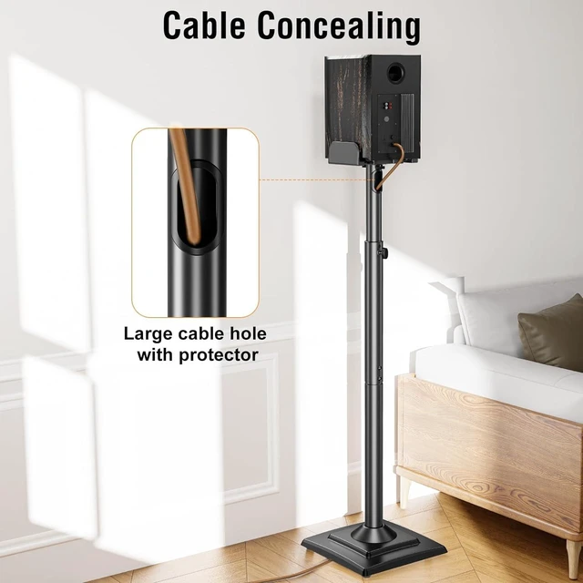 Alt view image 7 of 7 - Speaker Stands Pair, 34"-43.3" Height Adjustable, Max 11 lbs, Cable Conceal Speaker Stand for Surround Sound, Sturdy Spring-Loaded Floor Standing for Satellite Rear Bookshelf Speaker