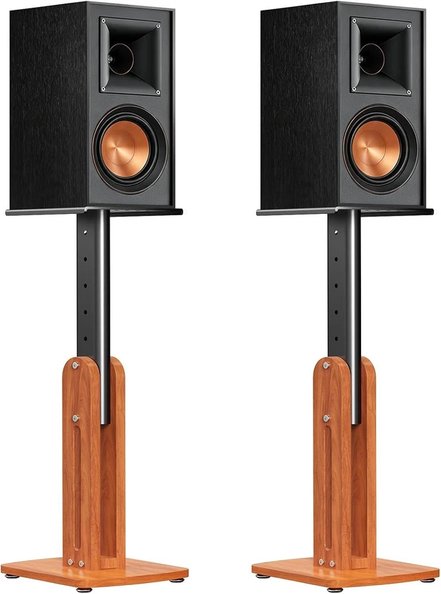 Main image of Solid Wood Speaker Stands Pair for Studio Monitor and Bookshelf Speakers Height Adjustable Floor Speaker Stands for Klipsch, ELAC, JBL, KEF, Edifier Surround Sound Hold Up to 50 Lbs (Walnut)
