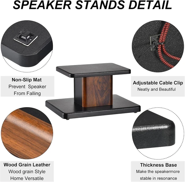 Alt view image 3 of 7 - Wood Speaker Stands, 2 Pack 5.9 Inch (15cm) Universal Speaker Stand Hollowed Stands Enhanced Audio Listening for Home Theaters Cinema