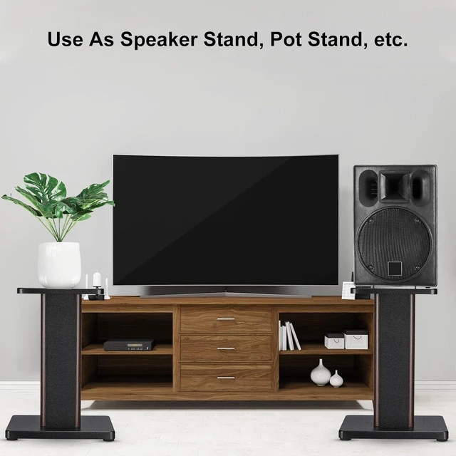 Alt view image 4 of 7 - Wood Speaker Stands, 2 Pack 5.9 Inch (15cm) Universal Speaker Stand Hollowed Stands Enhanced Audio Listening for Home Theaters Cinema