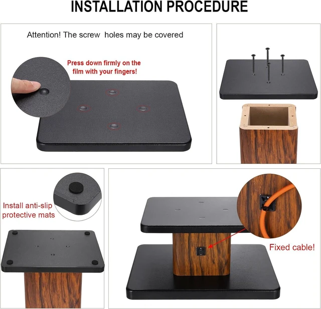 Alt view image 7 of 7 - Wood Speaker Stands, 2 Pack 5.9 Inch (15cm) Universal Speaker Stand Hollowed Stands Enhanced Audio Listening for Home Theaters Cinema