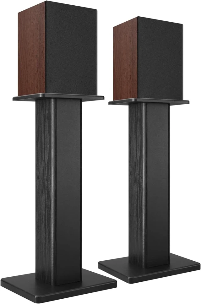 Alt view image 2 of 6 - 22.64" Universal Floor Speaker Stands, 150 lb Capacity, Black Non-Slip Pads and Cable Ties, Easy Assembly for Bookshelf, Satellite and Studio Monitor Speakers