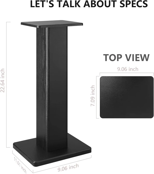 Alt view image 4 of 6 - 22.64" Universal Floor Speaker Stands, 150 lb Capacity, Black Non-Slip Pads and Cable Ties, Easy Assembly for Bookshelf, Satellite and Studio Monitor Speakers