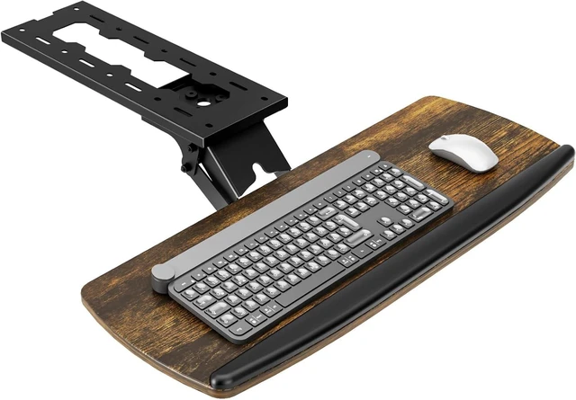 Main image of Keyboard Tray Under Desk with Storage Drawer, Height Adjustable Keyboard Tray Slide Out 360° Swivel Tilt, Ergonomic Under Desk Mount Keyboard & Mouse Holder for Gaming Home Office, Vintage