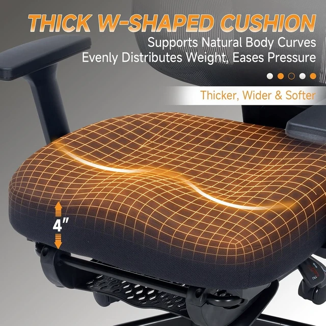 Alt view image 5 of 7 - Ergonomic Office Chair with Footrest, 90-160° Reclining Mesh Desk Chair, 3D Armrest & 2D Headrest & Comfortable Lumbar Support, High Back Mesh Computer Chair for Home Office Long Hours, Tilt Lock