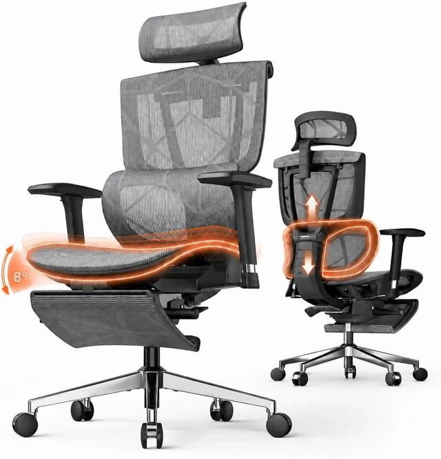 Main image of Lumbar Support Office Chair - 330lb Big & Tall Ergonomic Office Chair with Dynamic Lumbar - Forward Tilt Seat - Adjustable Headrest & Arms - Breathable Mesh Office Chair for Home Office