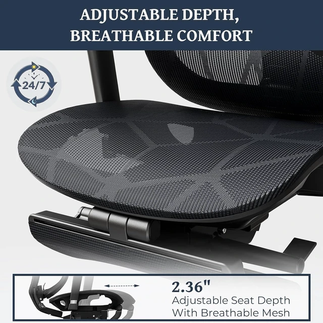 Alt view image 7 of 7 - Lumbar Support Office Chair - 330lb Big & Tall Ergonomic Office Chair with Dynamic Lumbar - Forward Tilt Seat - Adjustable Headrest & Arms - Breathable Mesh Office Chair for Home Office